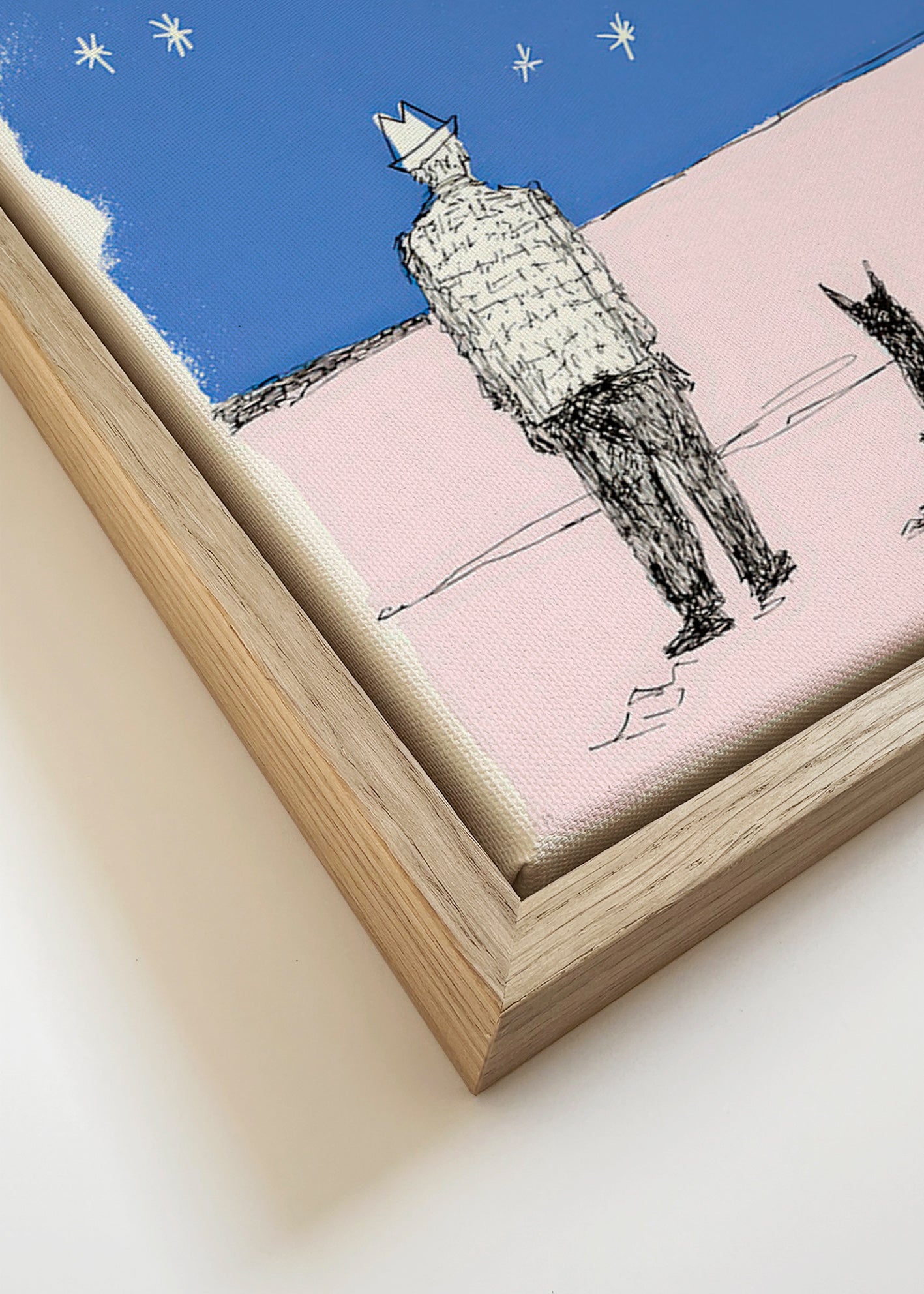 Illustration: mand og hund under stjernerne