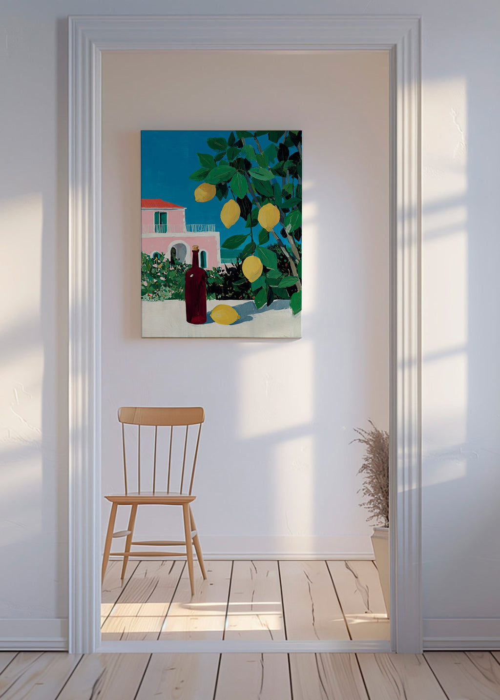 Køkkenkunst med citroner og flaske