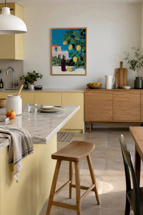 Lemon Courtyard - Framed poster in an interior