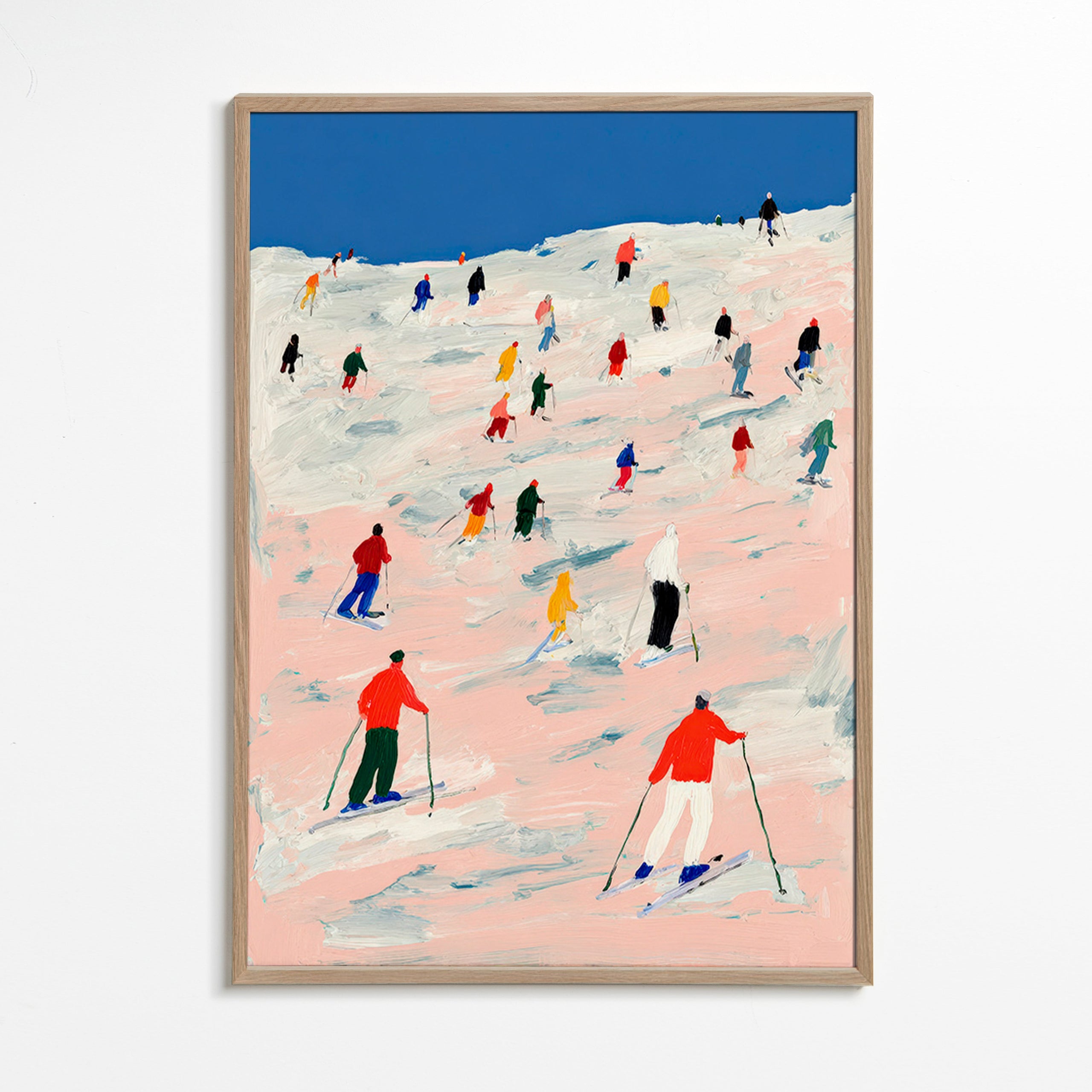 Sportkunst skikørsel på farverig bakke