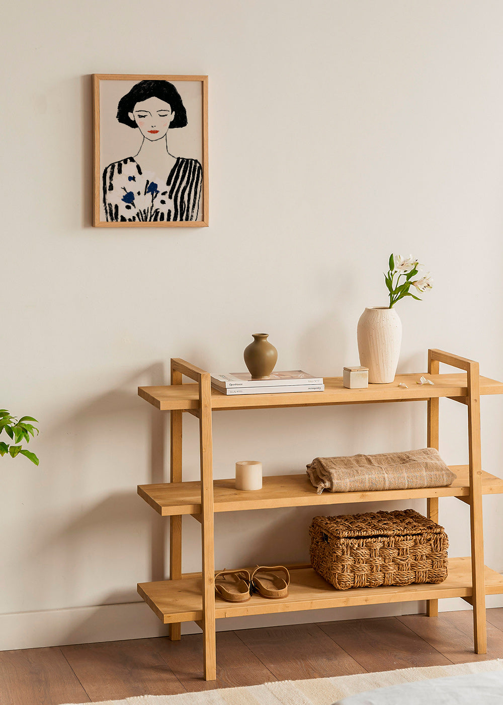 Illustration: kvindeportræt med blomster
