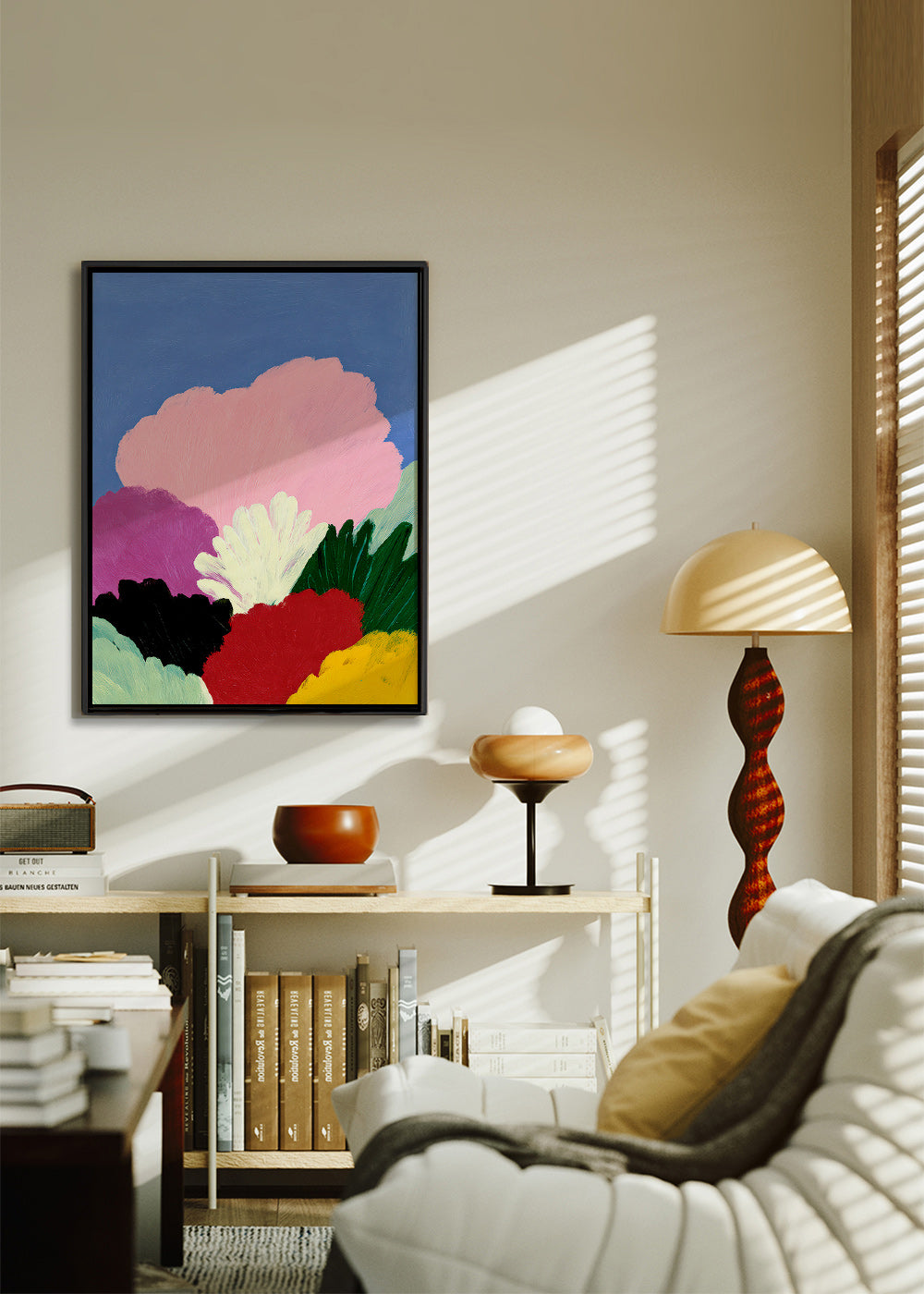 Botanisk plakat Bloomscape med abstrakte blomster