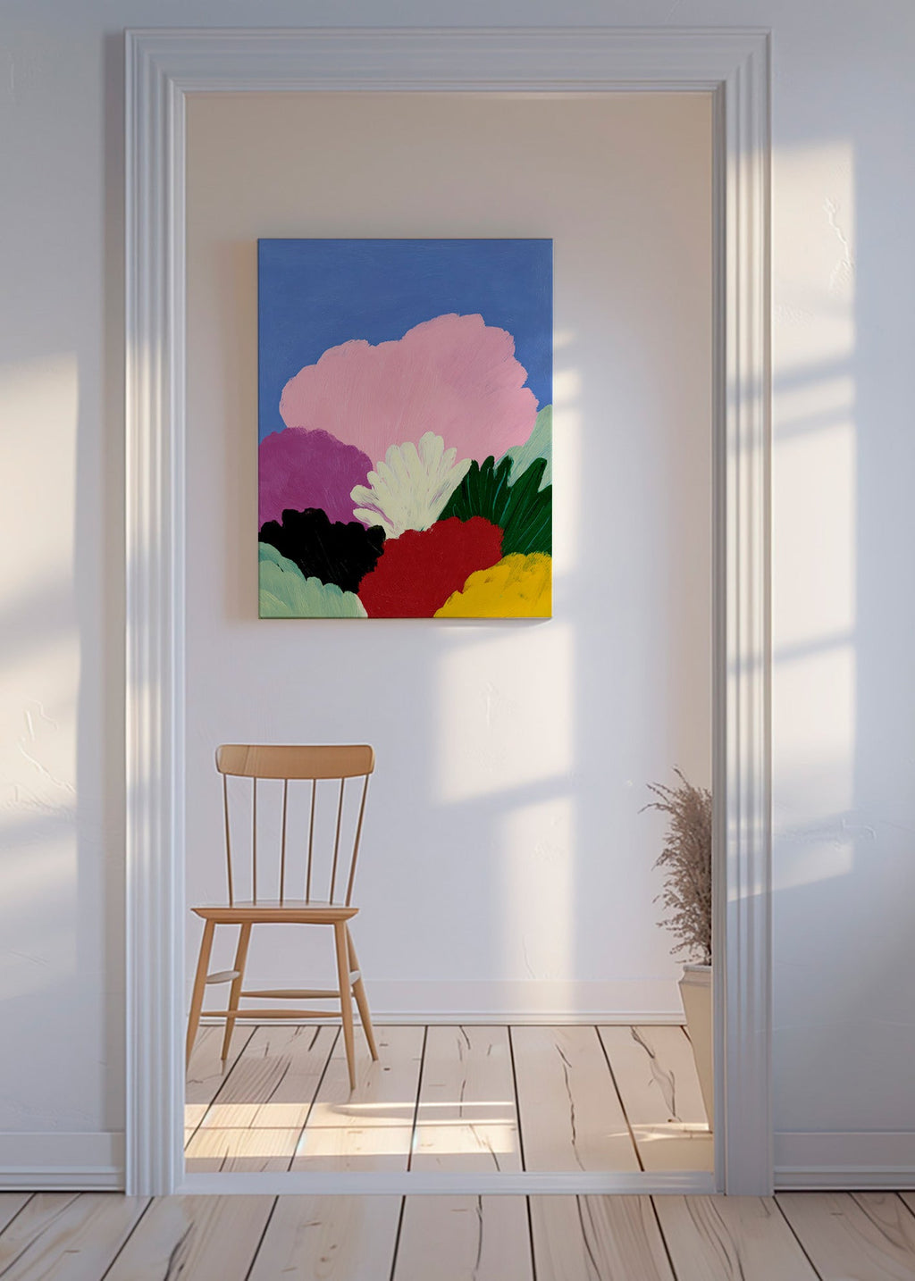 Botanisk plakat Bloomscape med abstrakte blomster