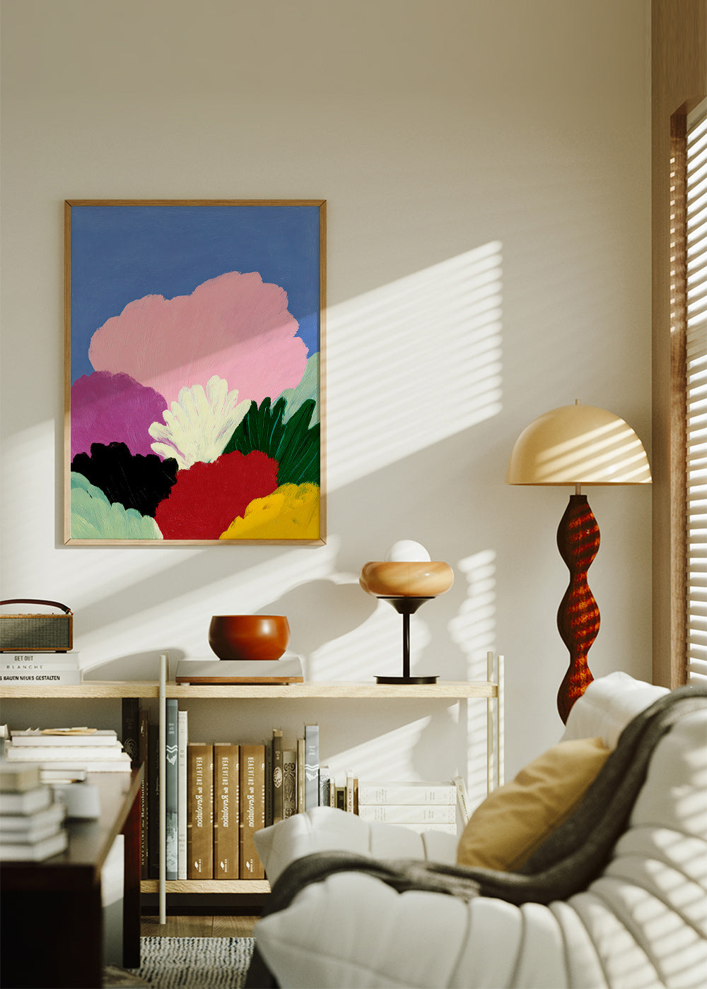 Botanisk plakat Bloomscape med abstrakte blomster