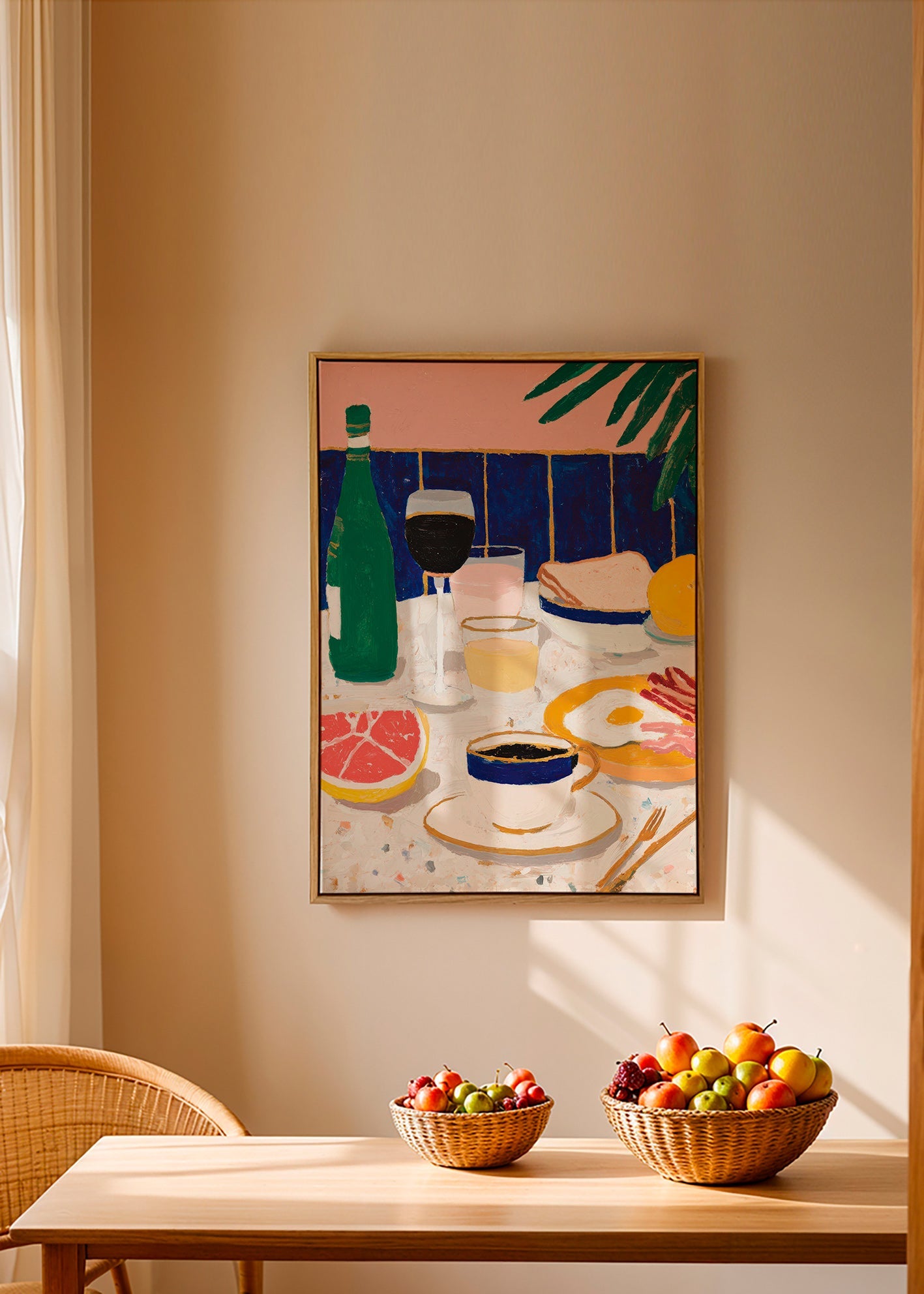 Køkkenkunst: morgenmads stilleben med kaffe og citrus