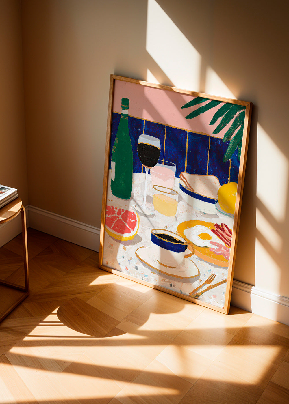 Køkkenkunst: morgenmads stilleben med kaffe og citrus