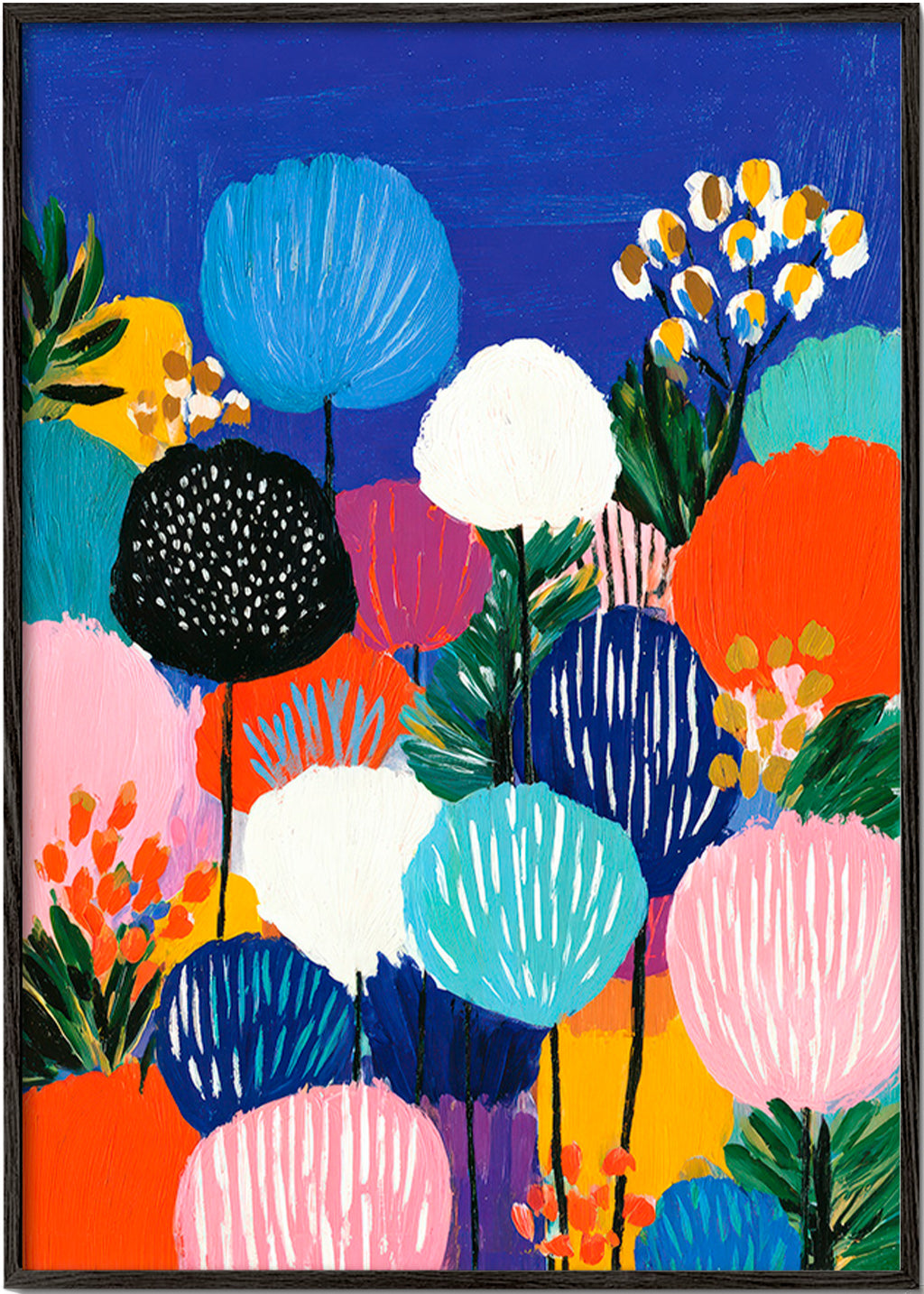 Botanisk plakat farverig buket
