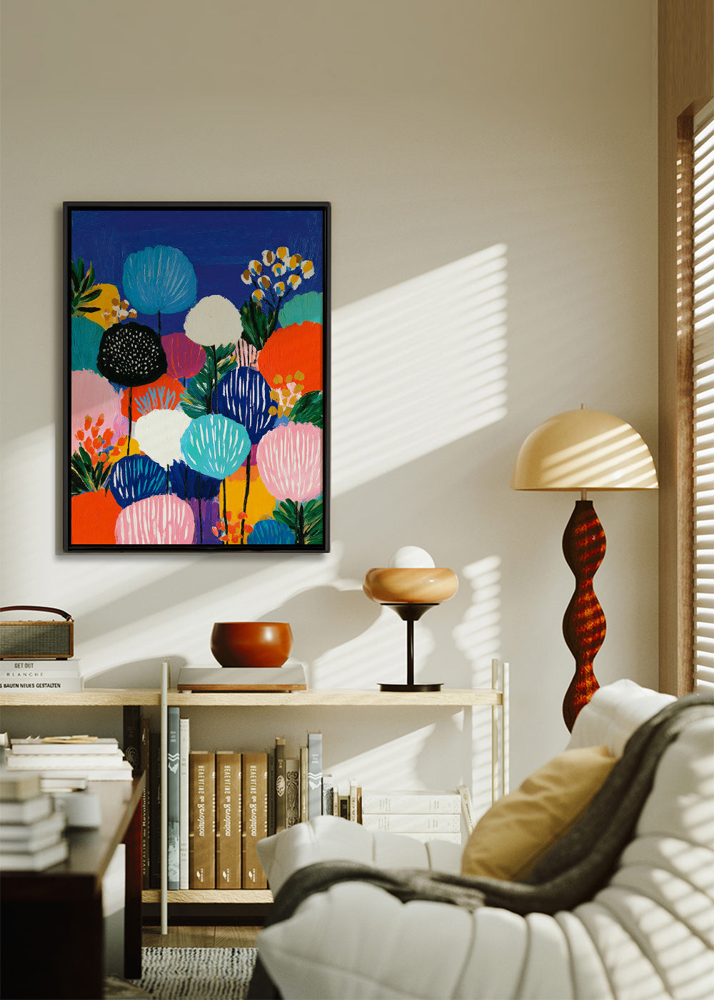 Botanisk plakat farverig buket