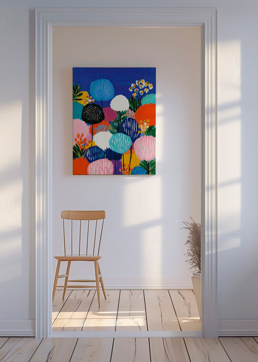 Botanisk plakat farverig buket