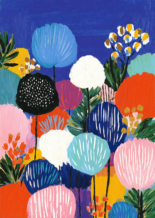 Botanisk plakat farverig buket