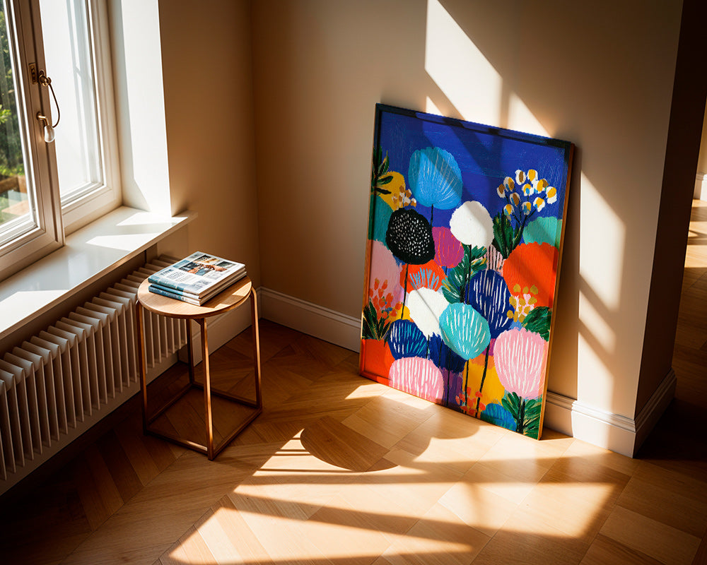 Botanisk plakat farverig buket