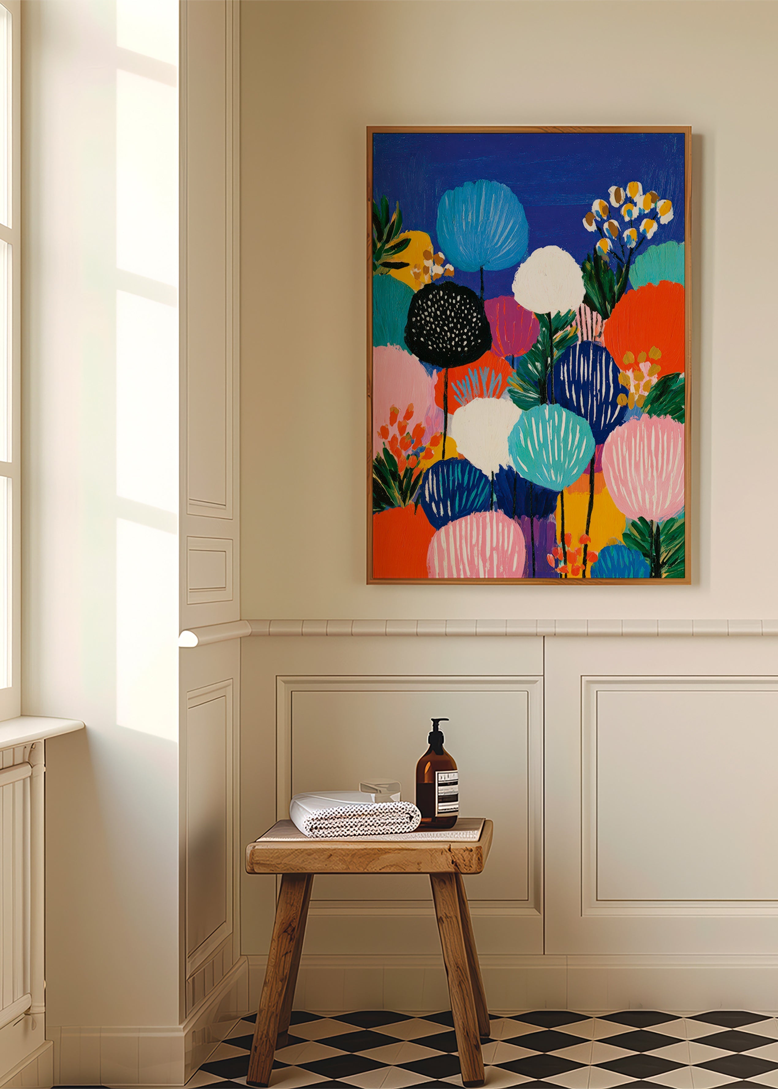 Botanisk plakat farverig buket