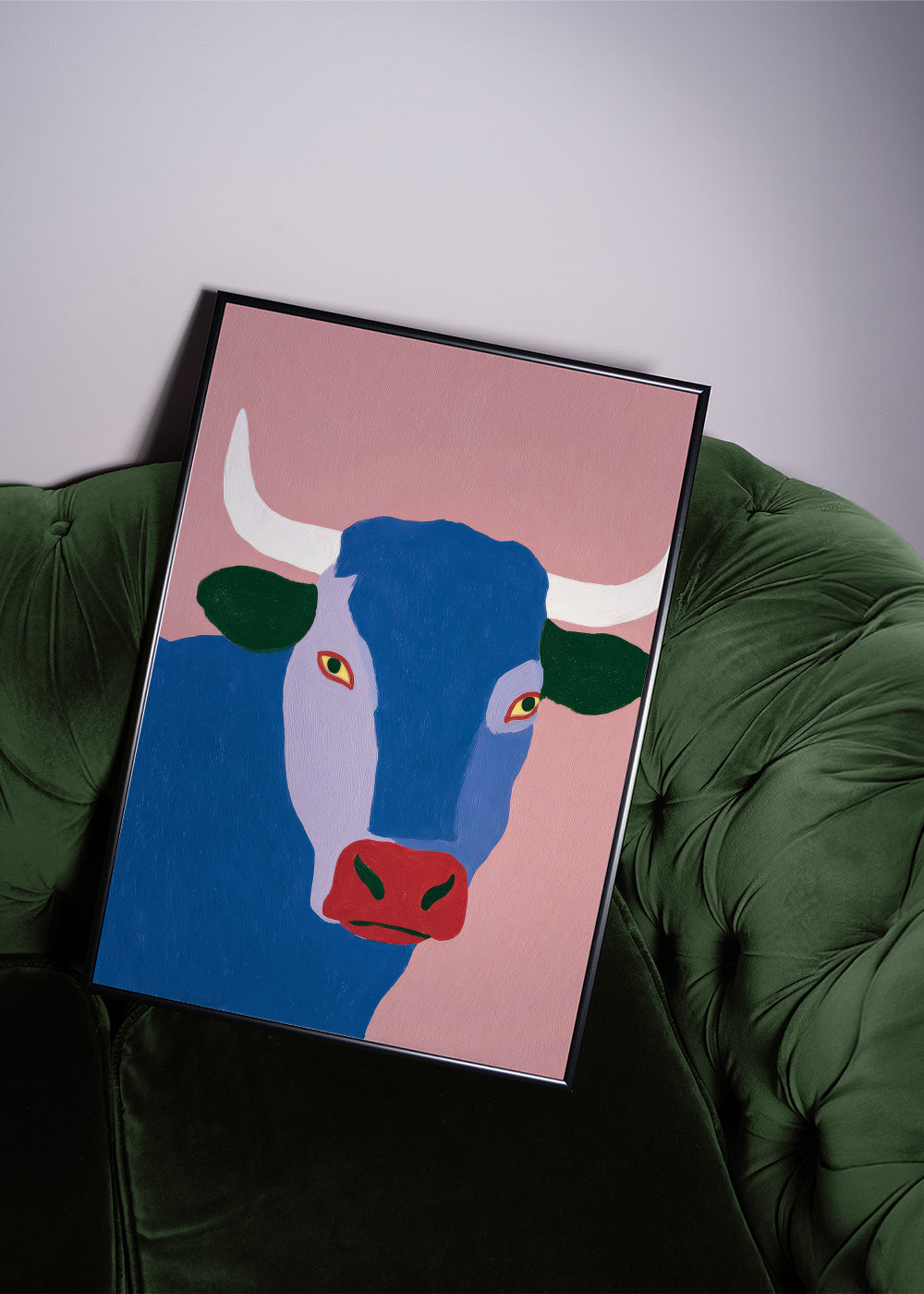 Indigo Bull - Framed poster in an interior