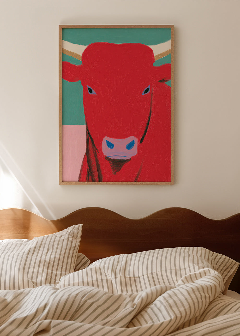 Rødt okseportræt i moderne stil
