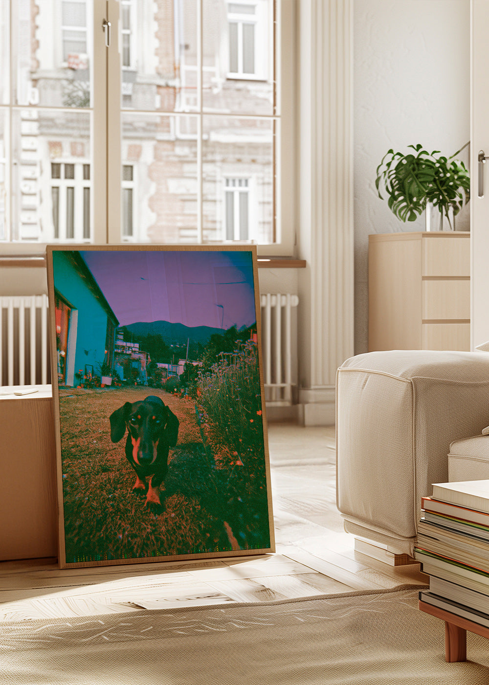 Hund ved skumring fotografi