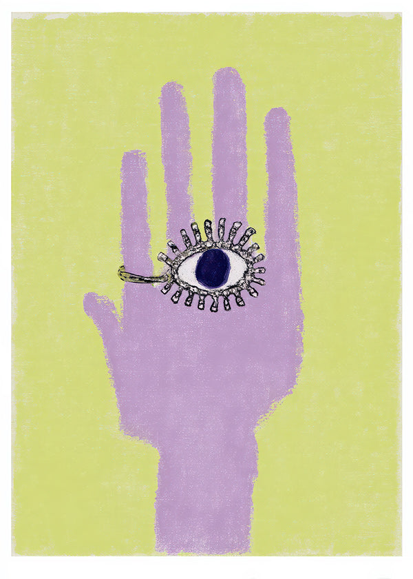 Illustration af hånd med øje i håndfladen