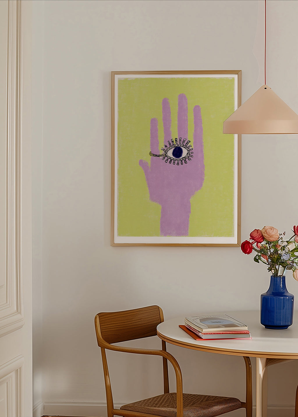 Illustration af hånd med øje i håndfladen