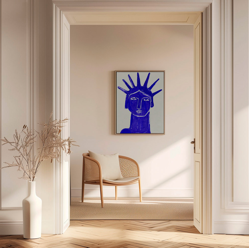 Illustration blåt ansigt