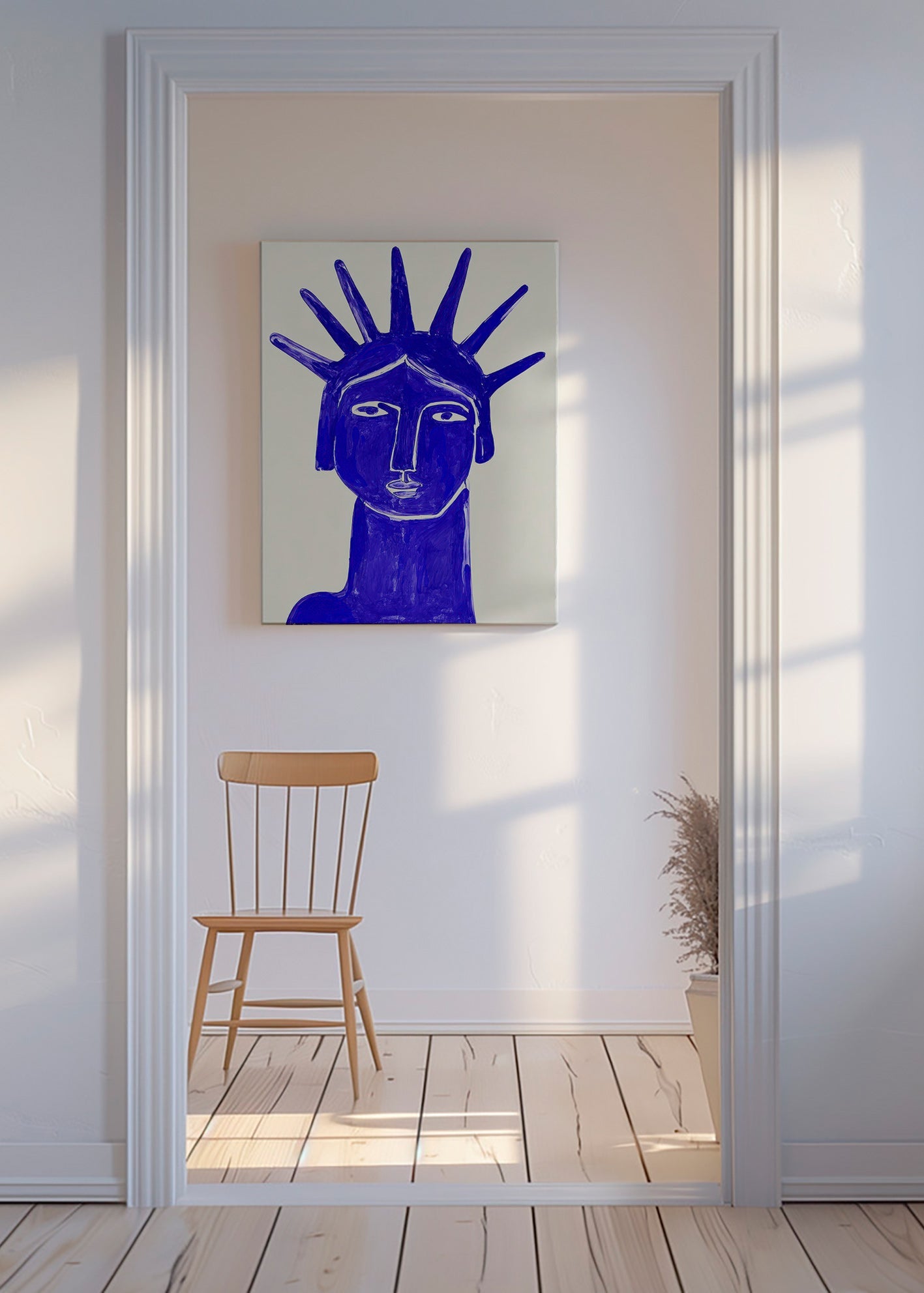 Illustration blåt ansigt