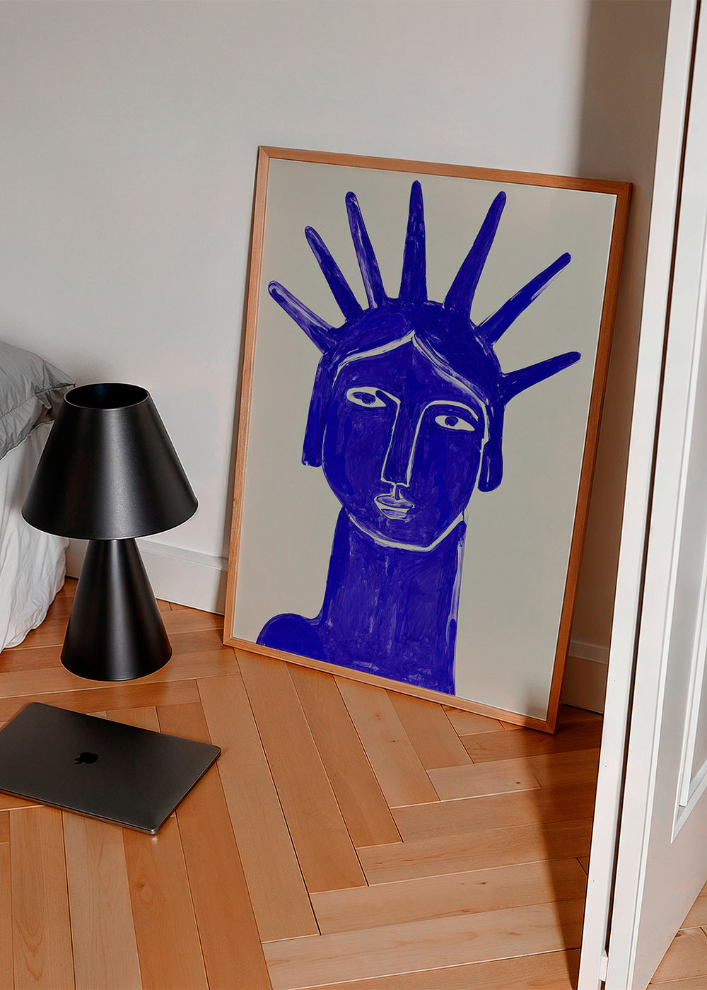Illustration blåt ansigt