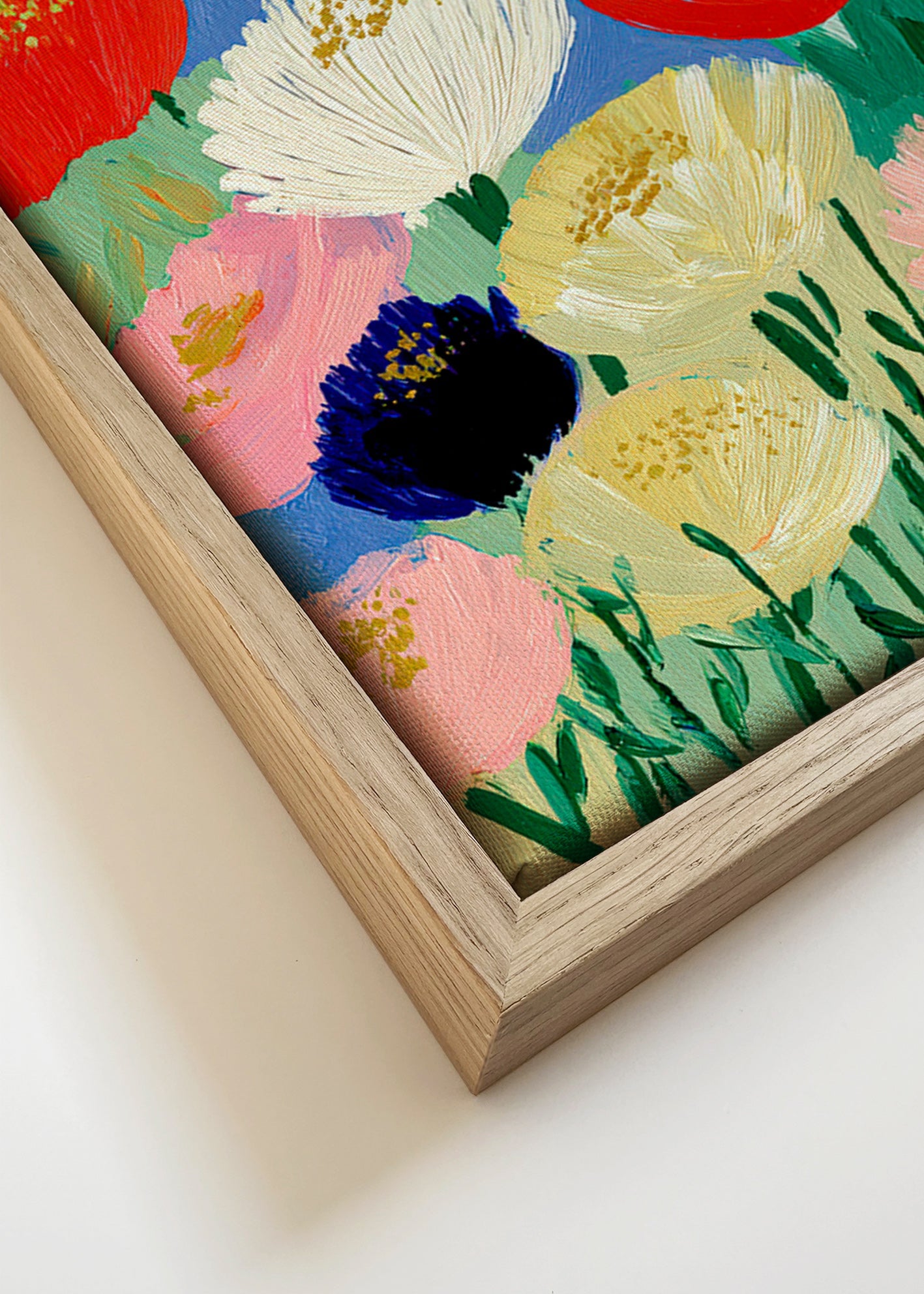 Botanisk plakat med kraftige penselblomster