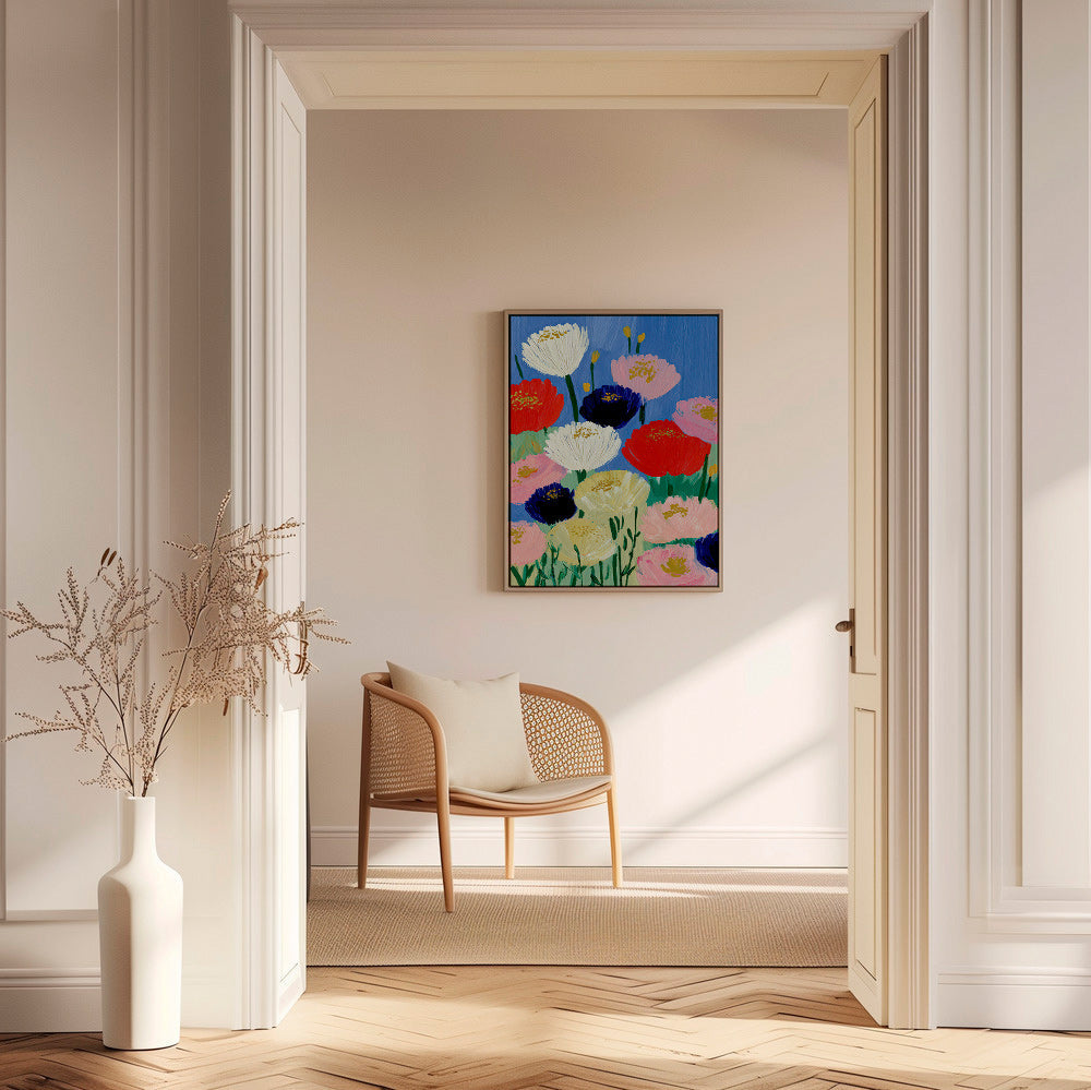 Botanisk plakat med kraftige penselblomster
