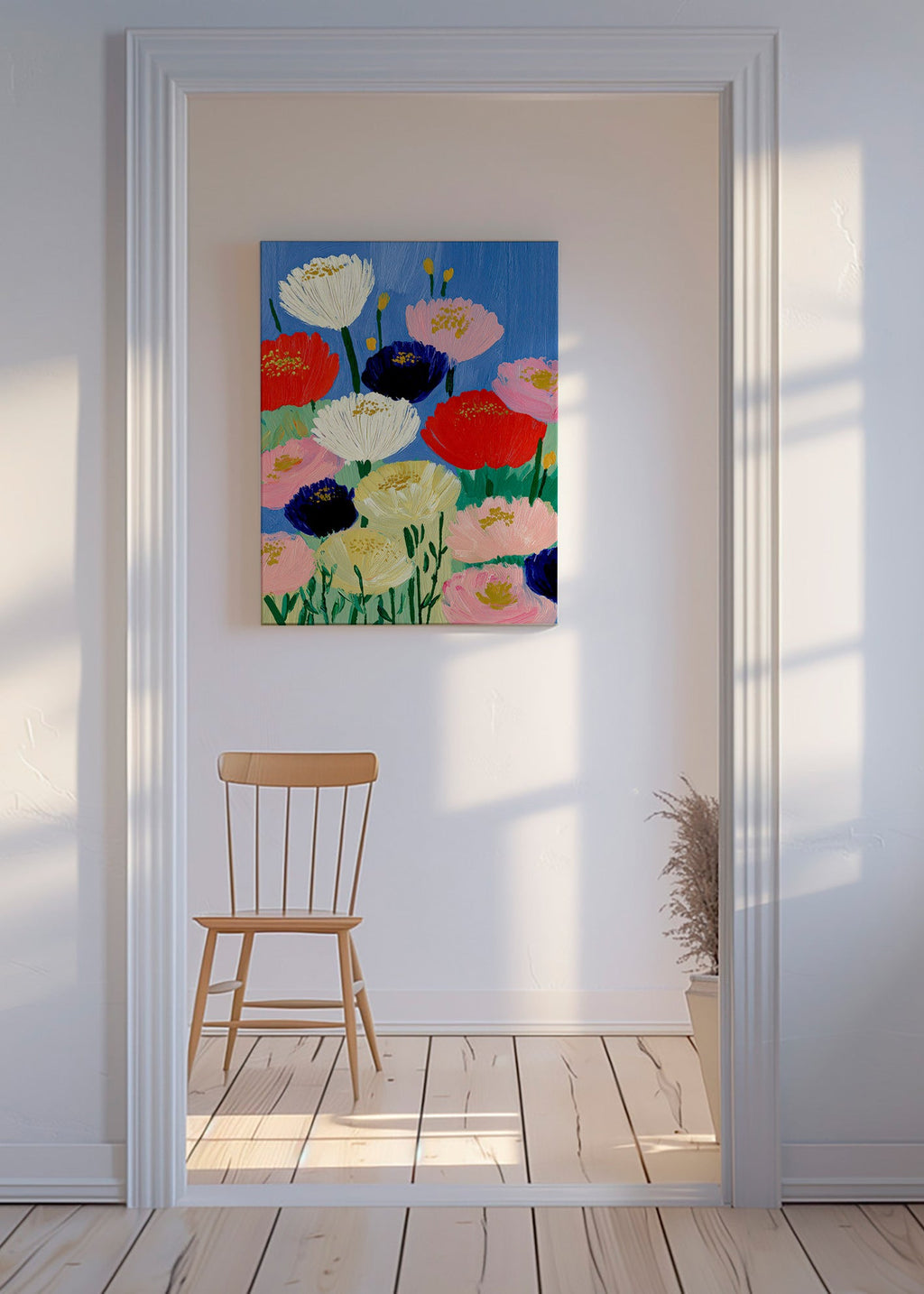 Botanisk plakat med kraftige penselblomster