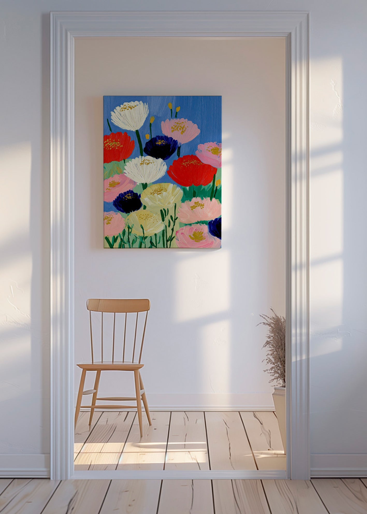 Botanisk plakat med kraftige penselblomster