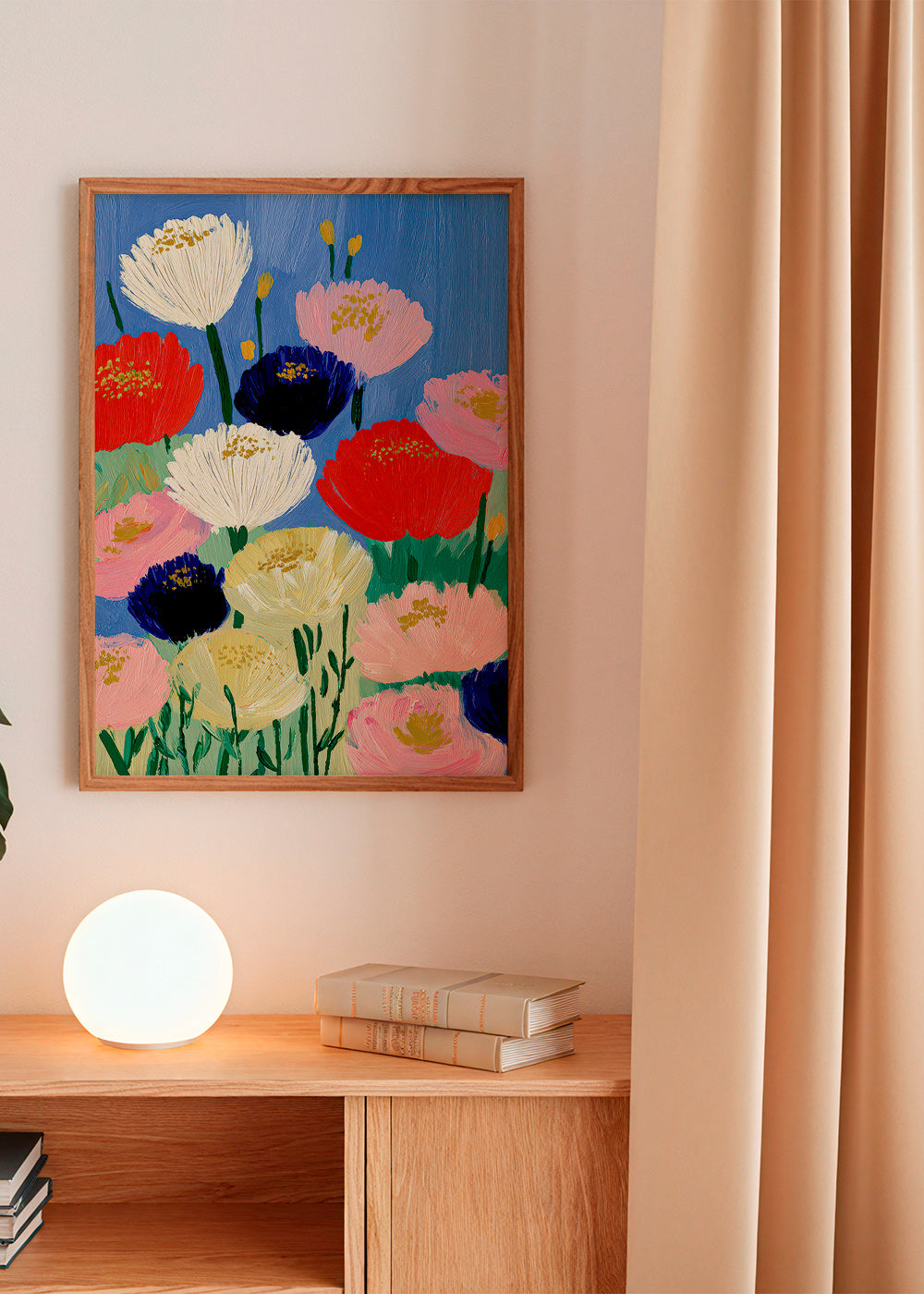 Botanisk plakat med kraftige penselblomster