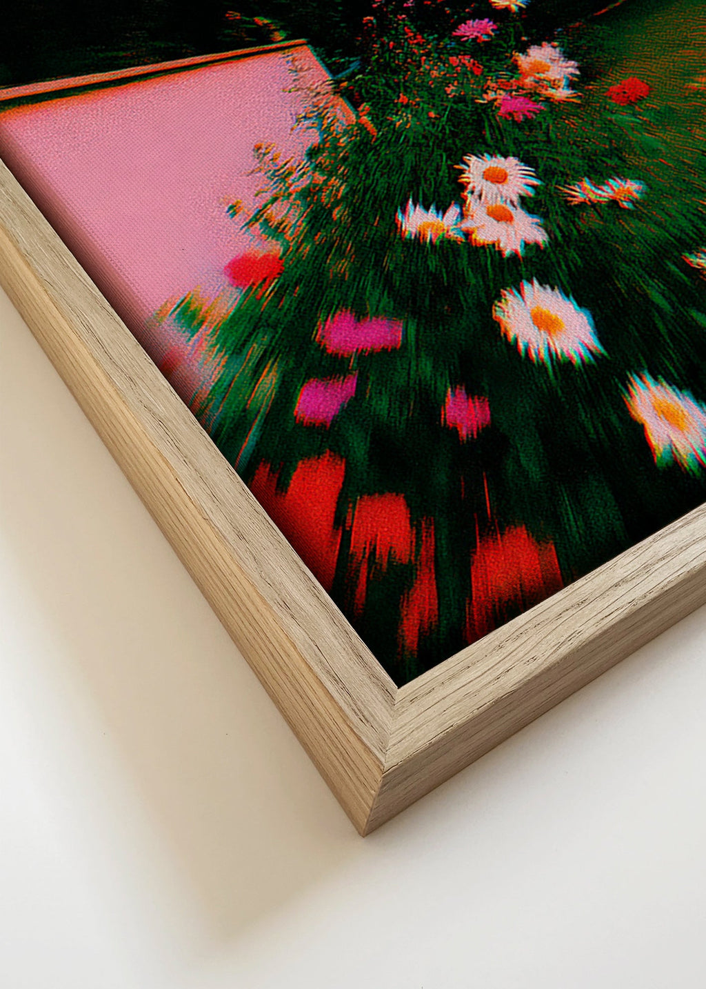 Botanisk plakat med sløret have og margueritter