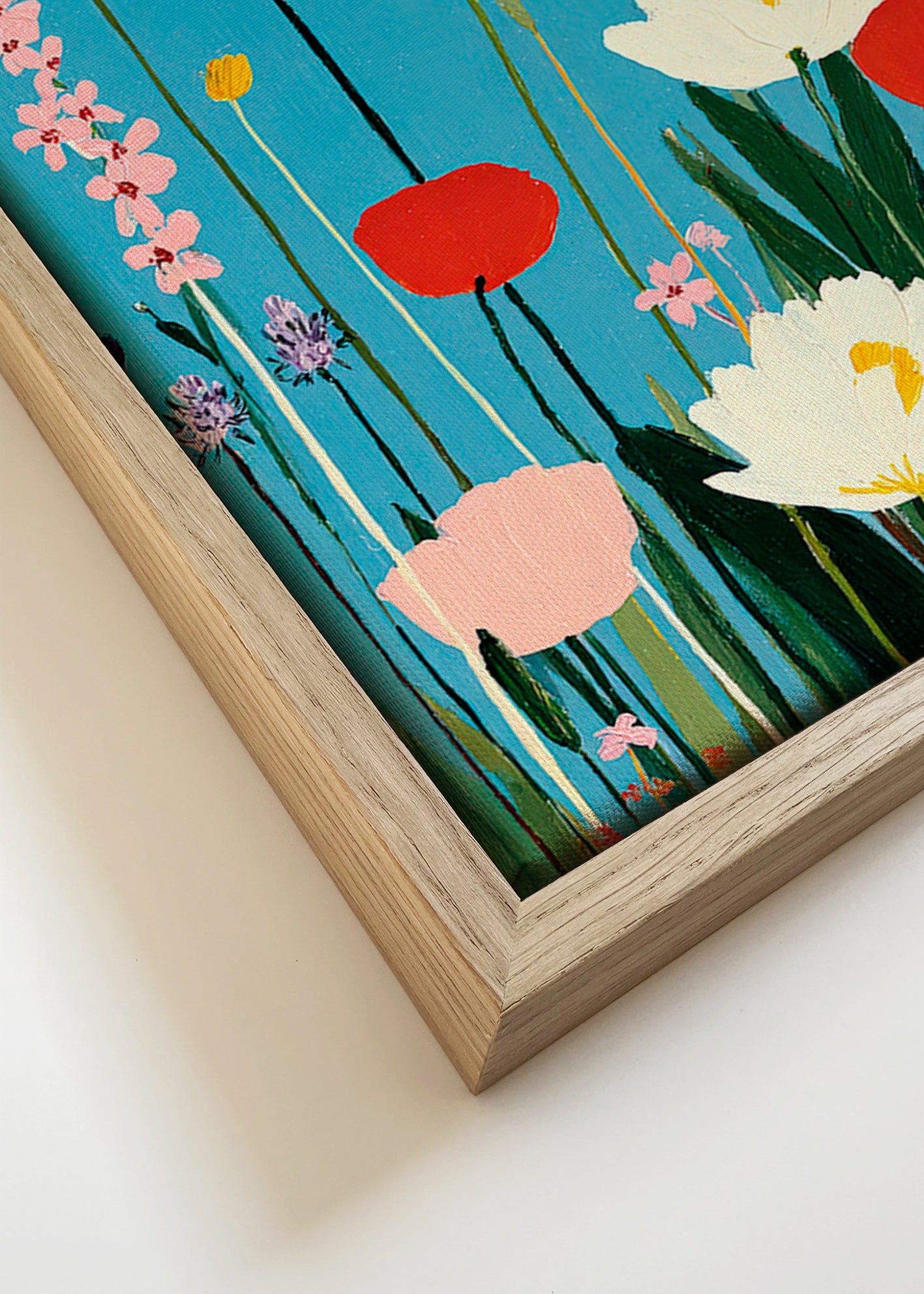 Botanisk plakat vilde blomster på blå baggrund