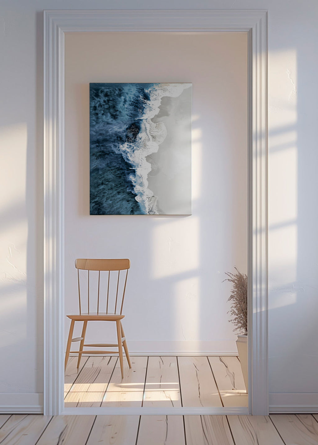 Cuadro de paisaje med luftbølger og grafisk skum