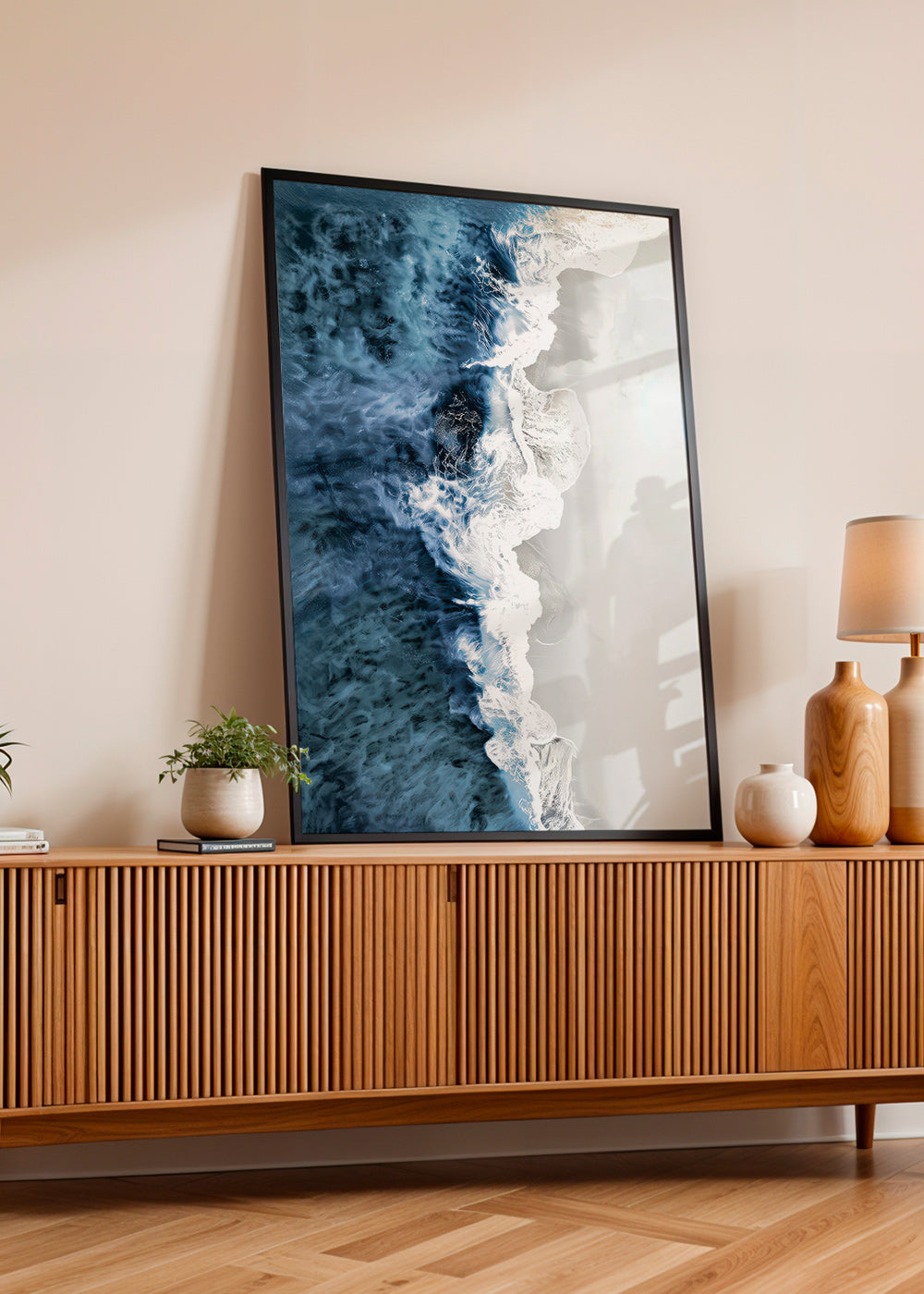 Cuadro de paisaje med luftbølger og grafisk skum