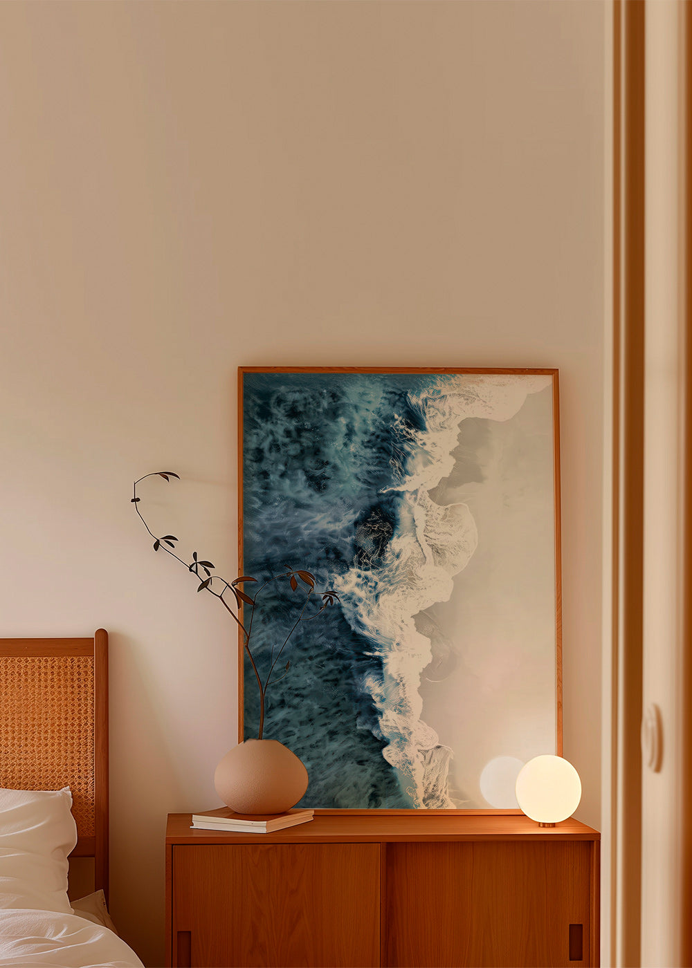 Cuadro de paisaje med luftbølger og grafisk skum