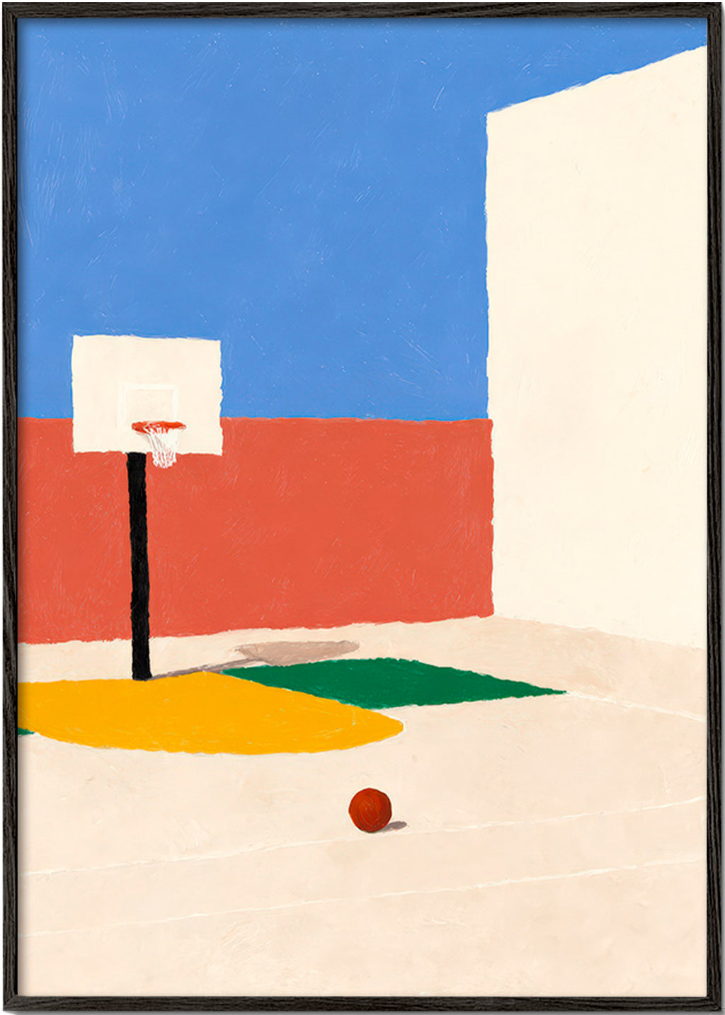 Sportkunst: minimalistisk bane med bold