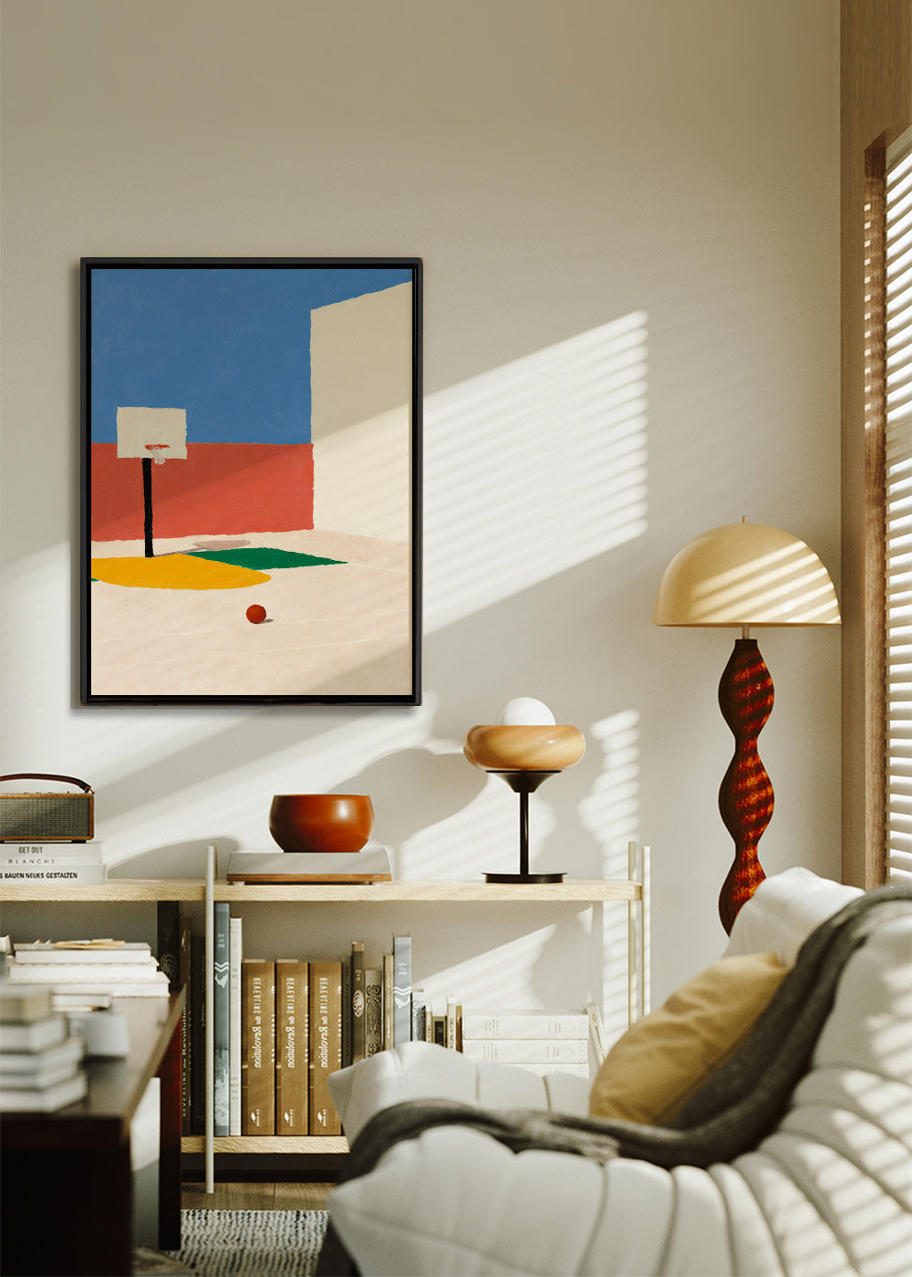 Sportkunst: minimalistisk bane med bold