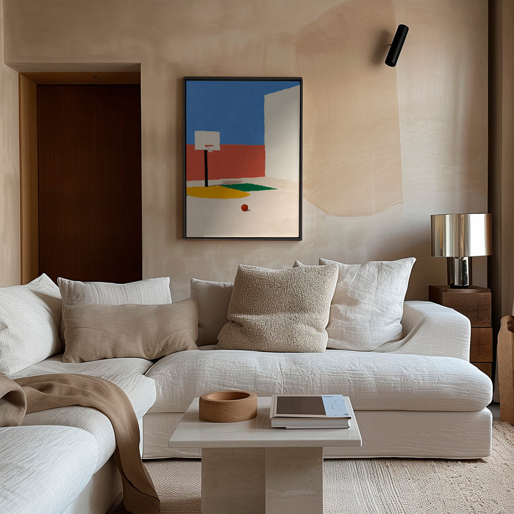 Sportkunst: minimalistisk bane med bold