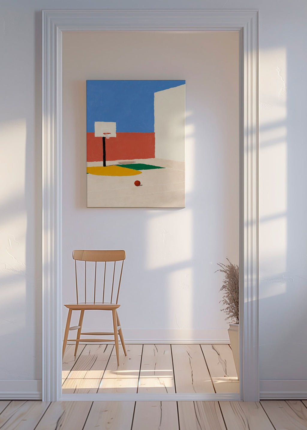 Sportkunst: minimalistisk bane med bold