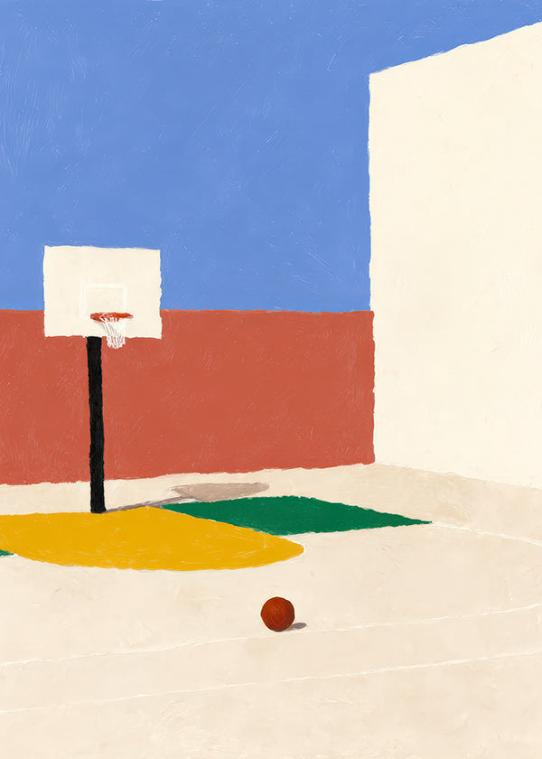Sportkunst: minimalistisk bane med bold