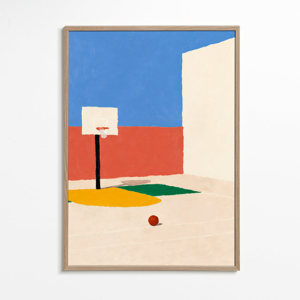 Sportkunst: minimalistisk bane med bold