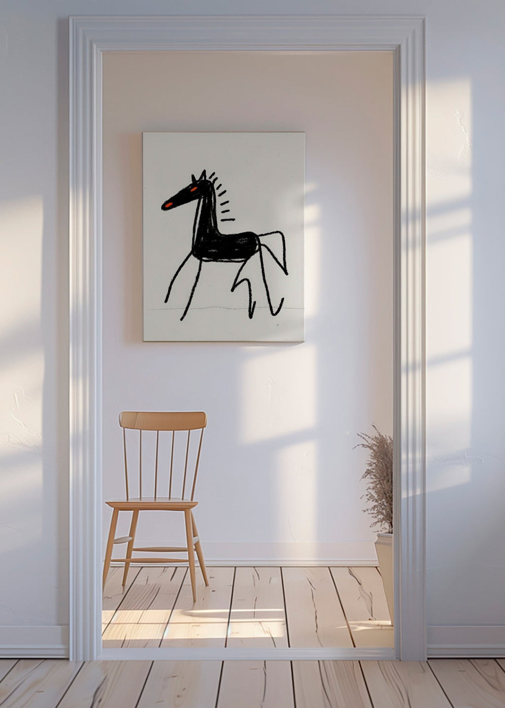 Skitse sort hest