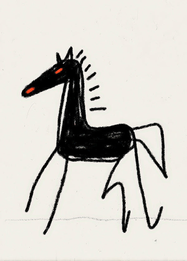 Skitse sort hest
