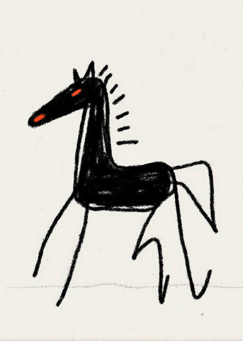 Skitse sort hest