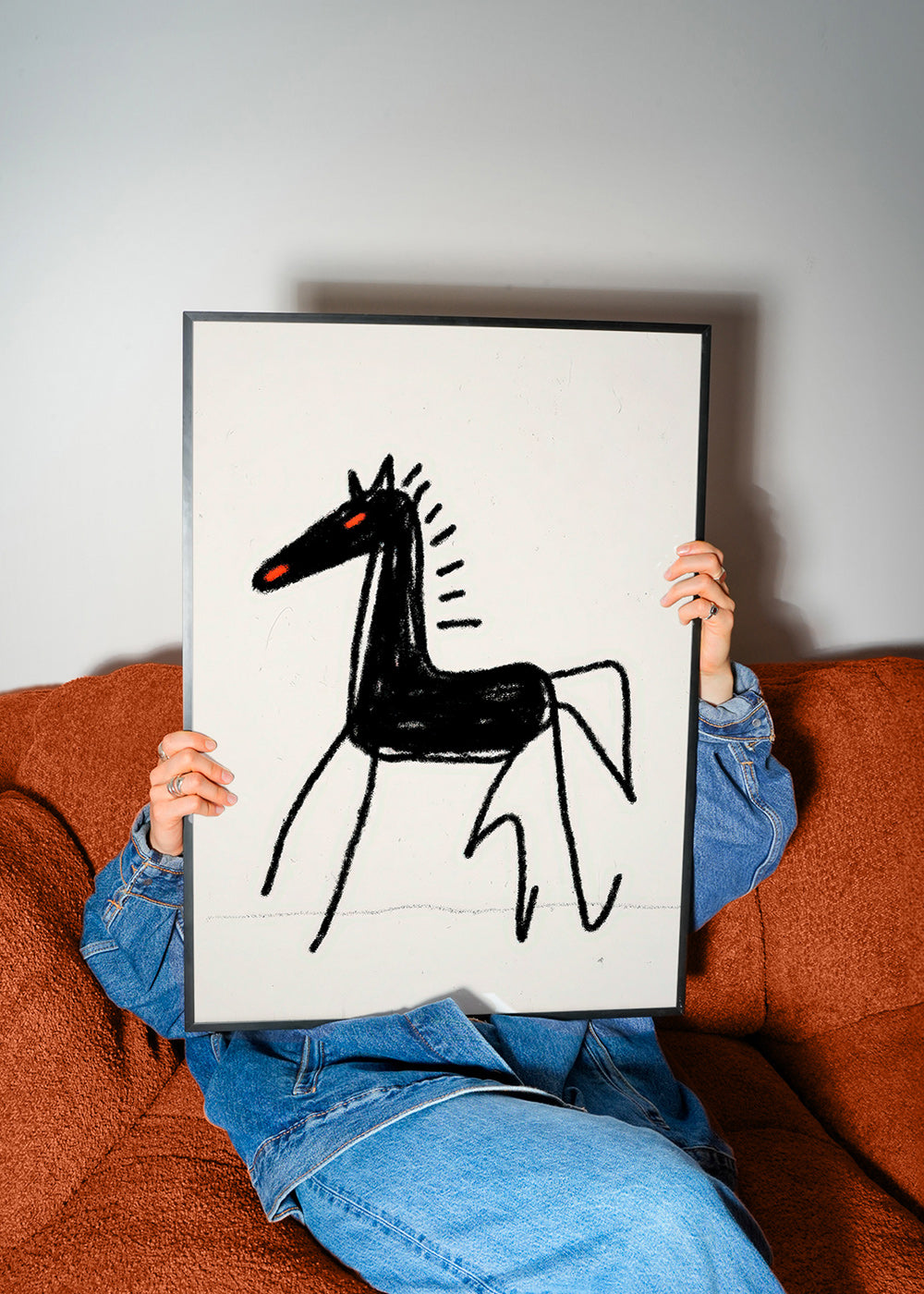 Skitse sort hest