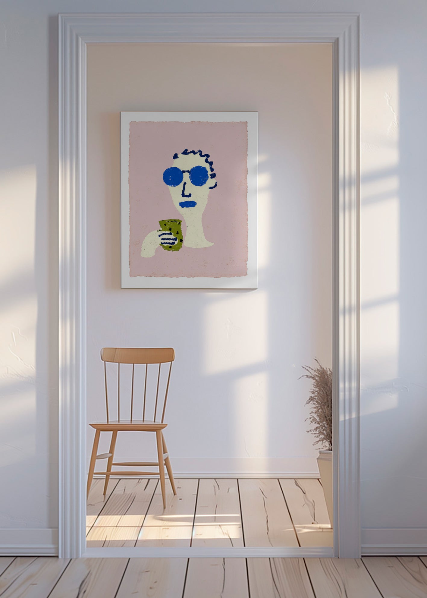 Illustration portræt med blå solbriller
