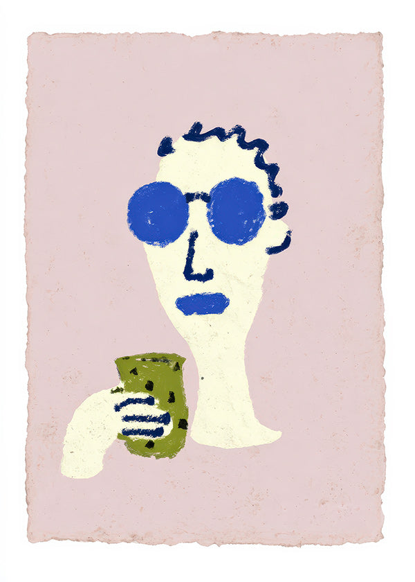 Illustration portræt med blå solbriller