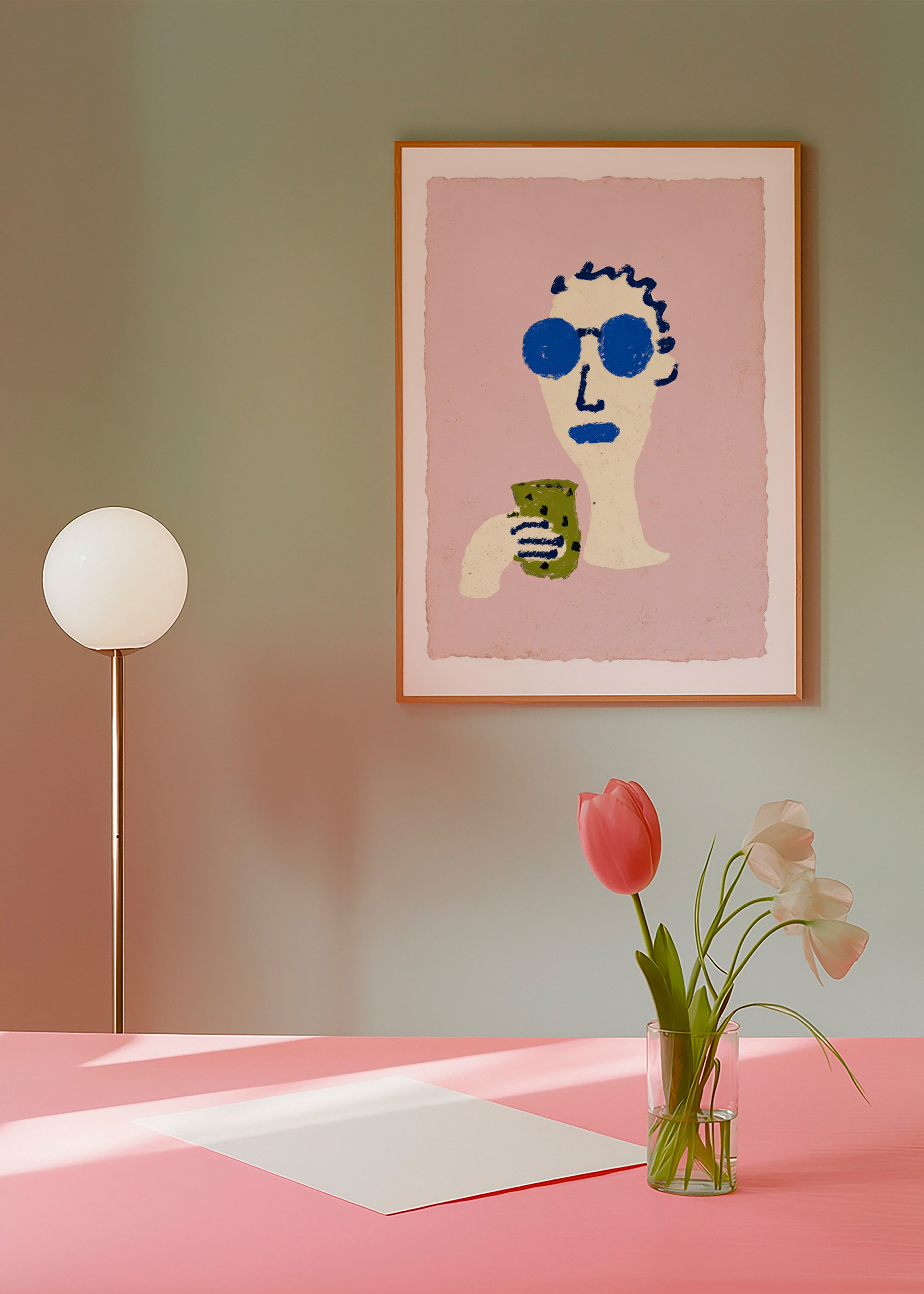 Illustration portræt med blå solbriller