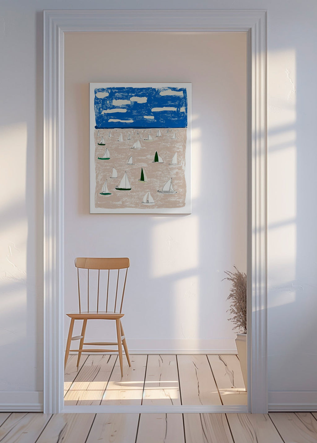 Landskabskunst med sejlbåde