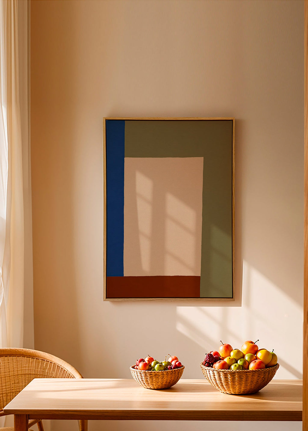 Geometrisk plakat med beige rektangel