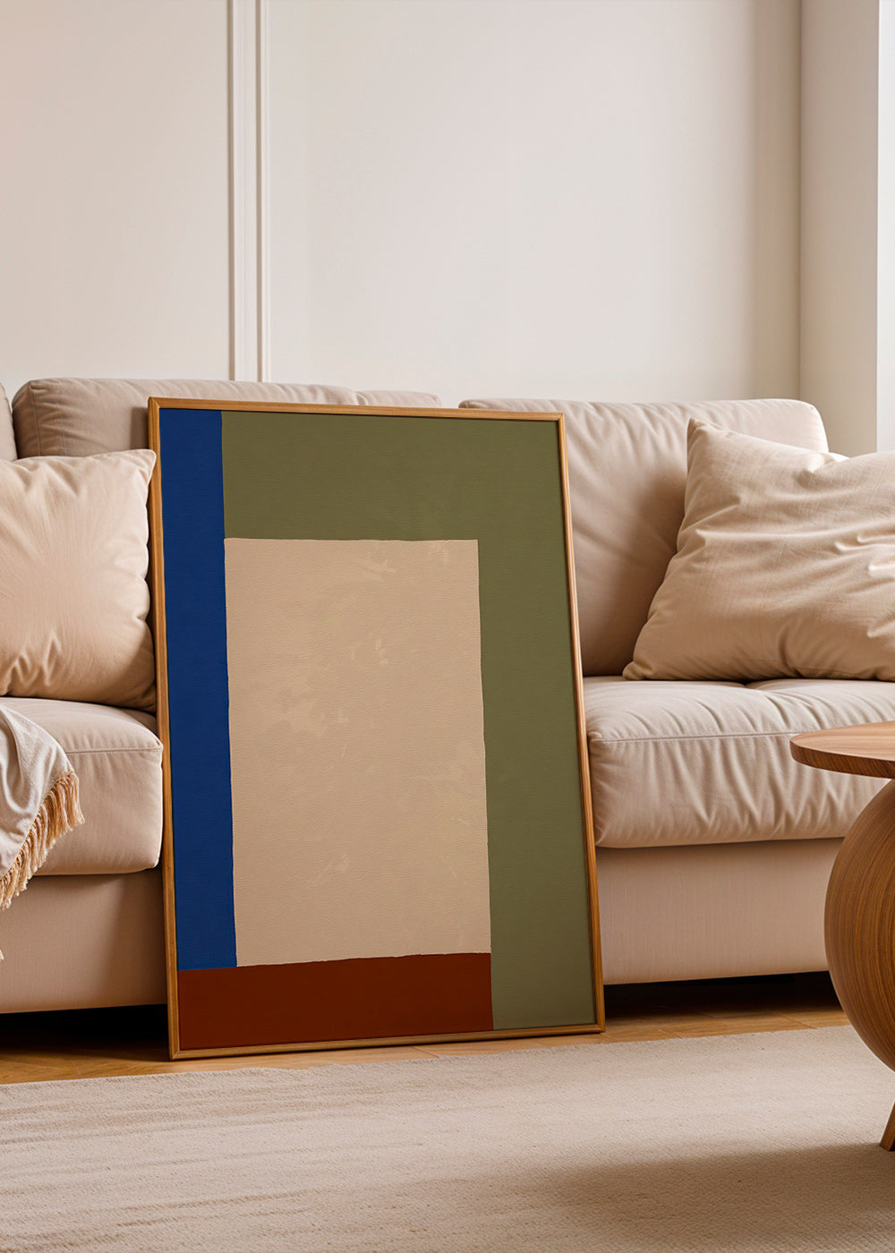 Geometrisk plakat med beige rektangel